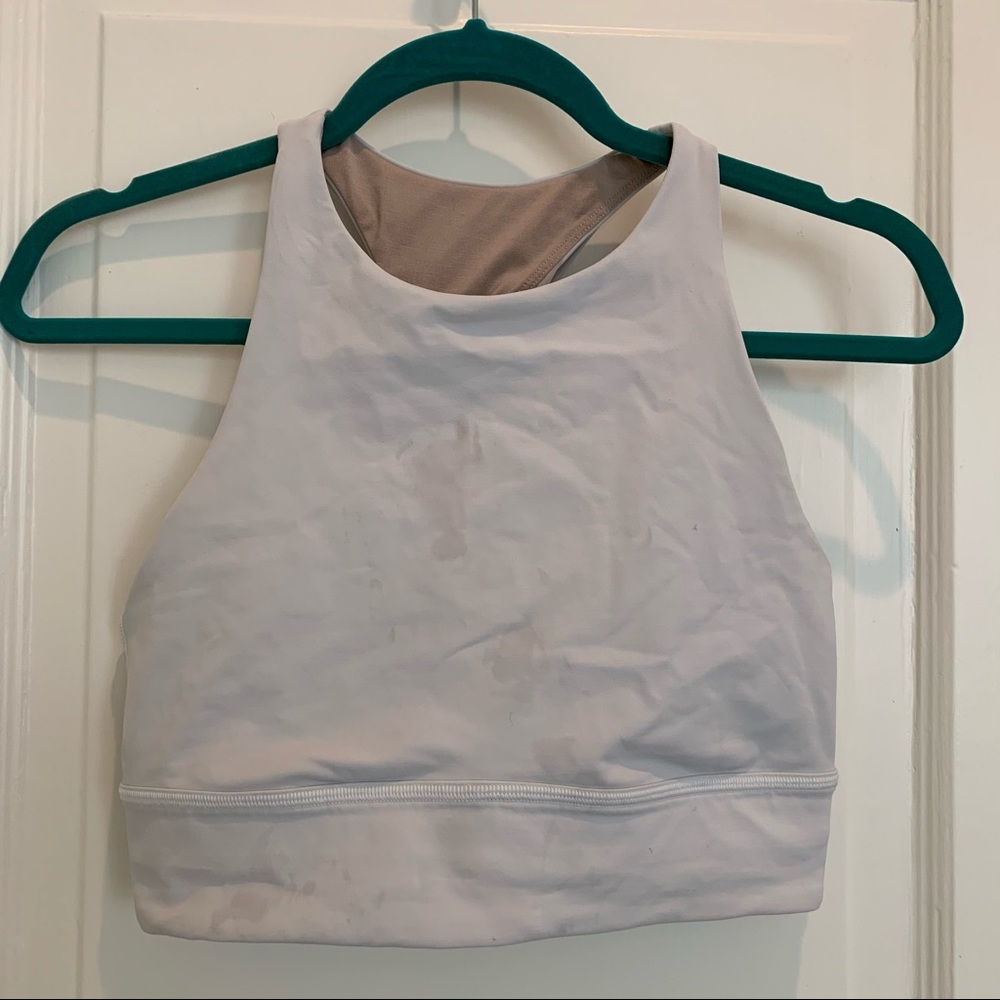 Lululemon White High Neck Sports Bra